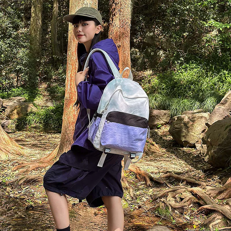 Wolfhorse Nylon Backpack Unisex Khaki & Black/Gray & Brown/White & Purple/White & Green/Blue-19