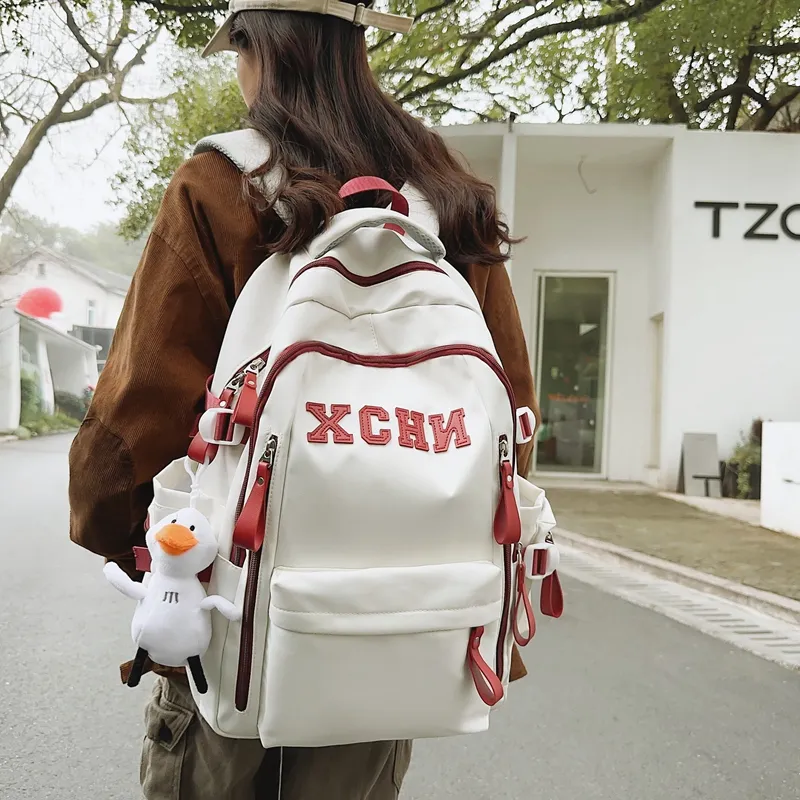 Tibai Nylon Backpack Unisex Printed Bear/Black/White Blue/White Red-24