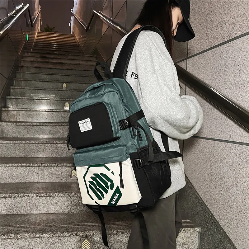 Wolfhorse Nylon Backpack Unisex Black/Black With White/Black With Blue/Black With Green-23