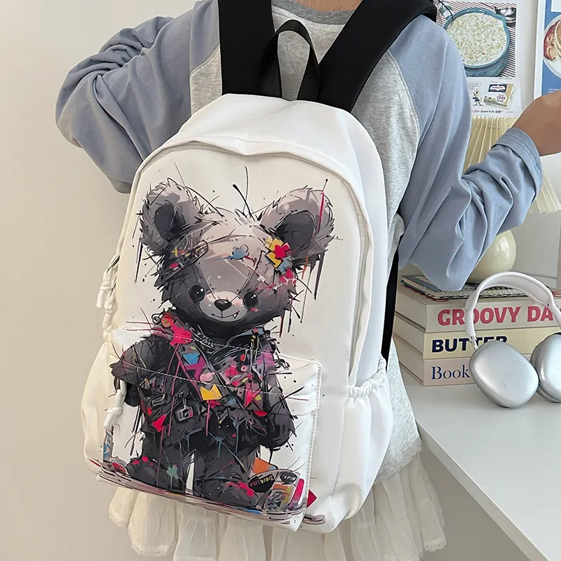 Wolfhorse Nylon Backpack Unisex Black Bear/White Bear-7