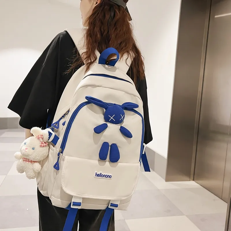 Wolfhorse Nylon Backpack Regular Unisex Black/White/Blue/Pink-8
