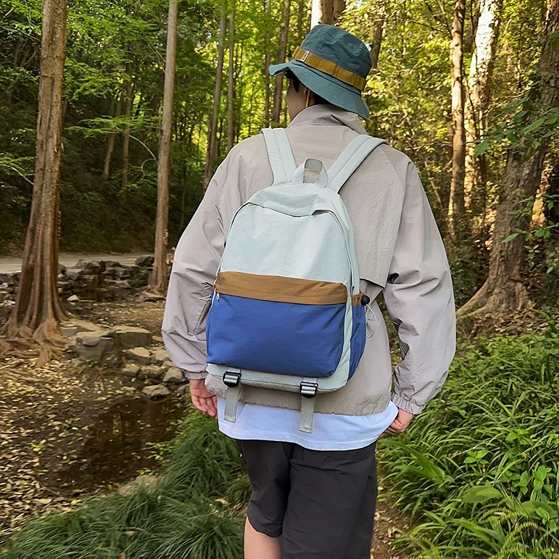 Wolfhorse Nylon Backpack Unisex Khaki & Black/Gray & Brown/White & Purple/White & Green/Blue-31