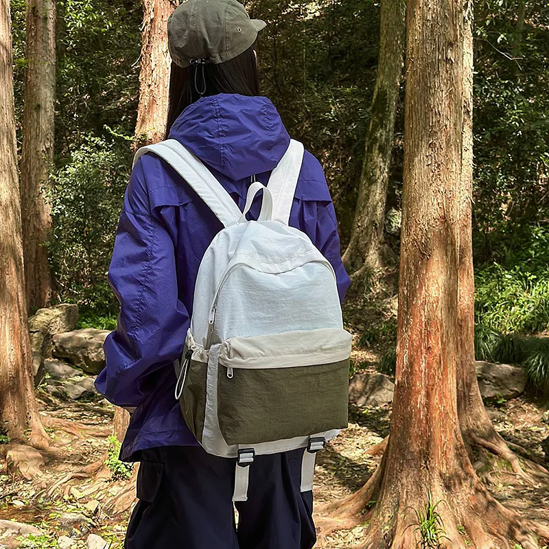 Wolfhorse Nylon Backpack Unisex Khaki & Black/Gray & Brown/White & Purple/White & Green/Blue-24