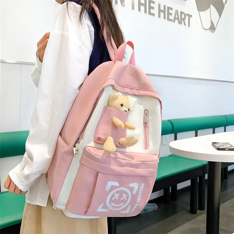 Wolfhorse Nylon Backpack Unisex Purple/Black/Cyan/Pink/Yellow-18