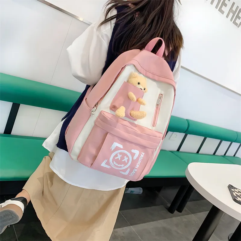 Wolfhorse Nylon Backpack Unisex Purple/Black/Cyan/Pink/Yellow-20