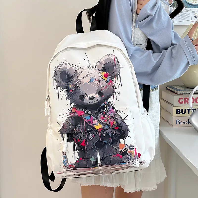 Wolfhorse Nylon Backpack Unisex Black Bear/White Bear-9