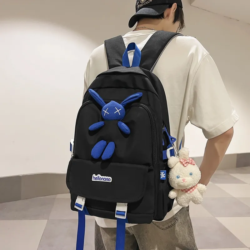 Wolfhorse Nylon Backpack Regular Unisex Black/White/Blue/Pink-1