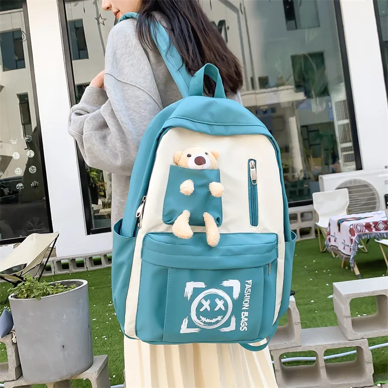 Wolfhorse Nylon Backpack Unisex Purple/Black/Cyan/Pink/Yellow-14