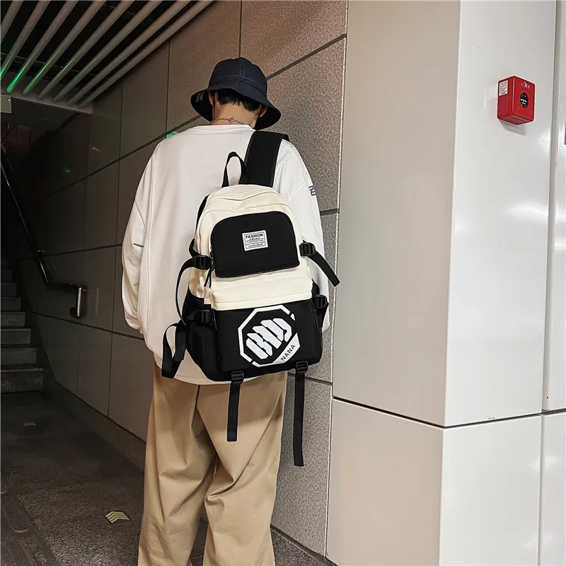 Wolfhorse Nylon Backpack Unisex Black/Black With White/Black With Blue/Black With Green-7