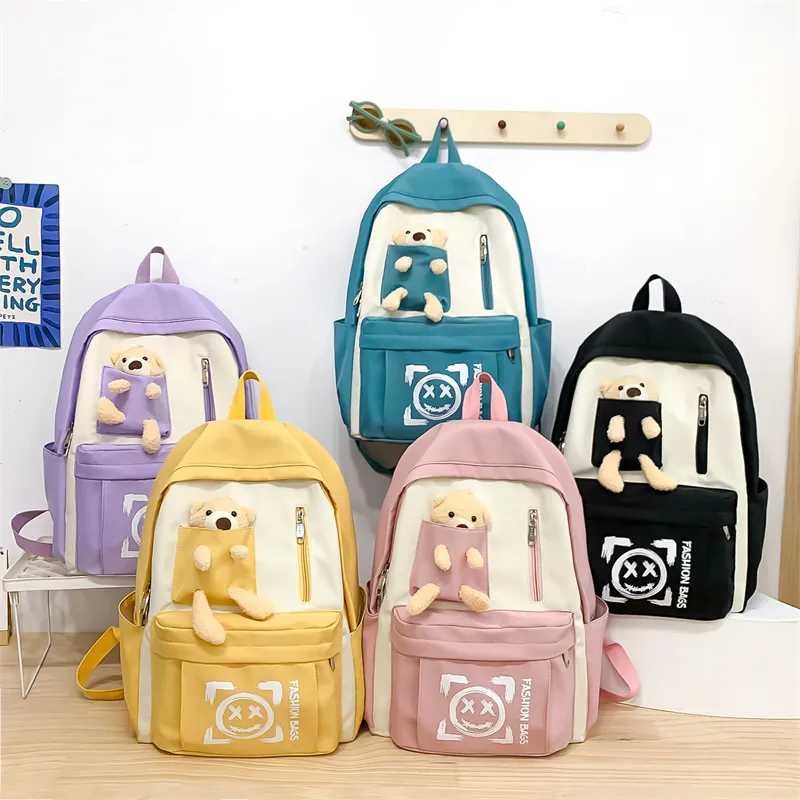Wolfhorse Nylon Backpack Unisex Purple/Black/Cyan/Pink/Yellow-1