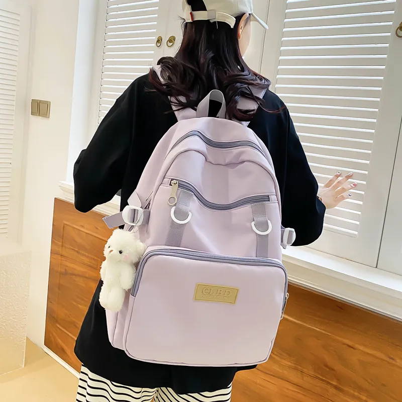 Wolfhorse Nylon Backpack Unisex Pink/Black/Purple/Blue-15
