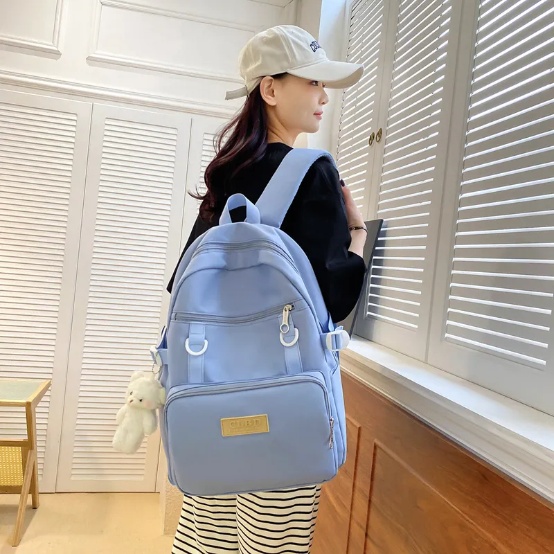 Wolfhorse Nylon Backpack Unisex Pink/Black/Purple/Blue-22