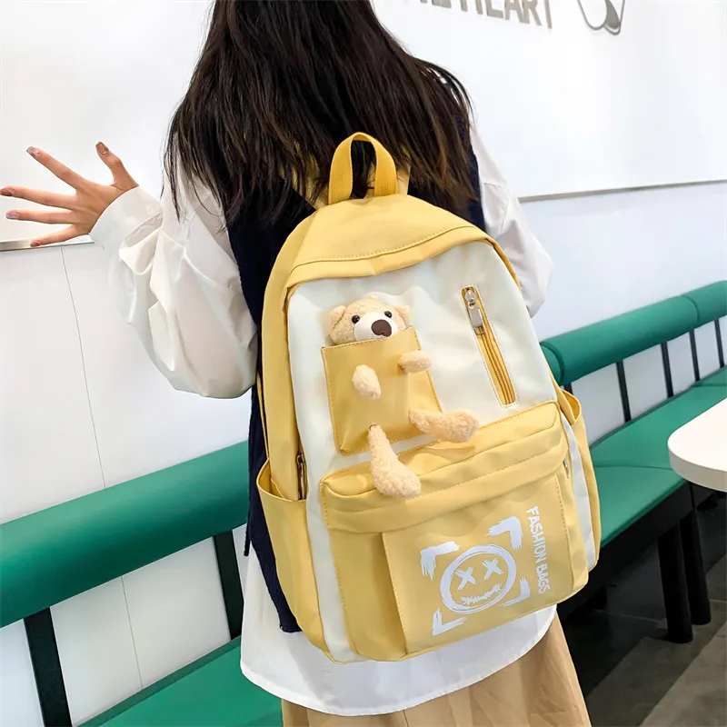 Wolfhorse Nylon Backpack Unisex Purple/Black/Cyan/Pink/Yellow-27