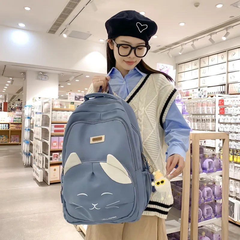 Wolfhorse Nylon Backpack Regular Unisex Black/Blue/Pink/White-12