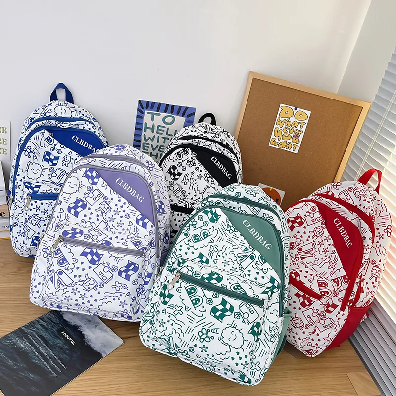 Wolfhorse Nylon Backpack Regular Unisex Blue/Red/Black/Purple/Green-15