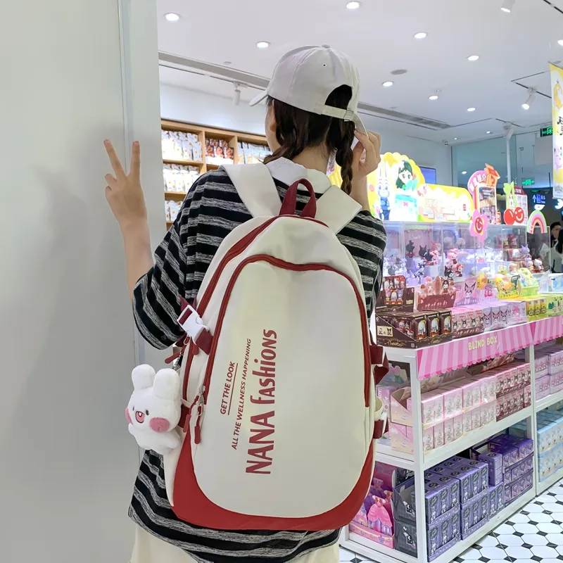 Wolfhorse Nylon Backpack Regular Unisex Black/white Gray/white Red/pink-11
