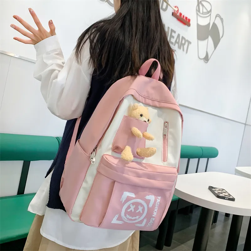 Wolfhorse Nylon Backpack Unisex Purple/Black/Cyan/Pink/Yellow-21