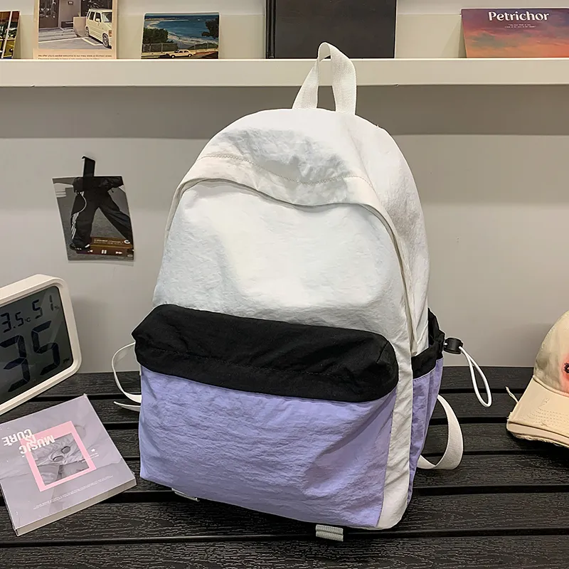 Wolfhorse Nylon Backpack Unisex Khaki & Black/Gray & Brown/White & Purple/White & Green/Blue-13