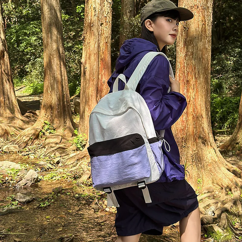 Wolfhorse Nylon Backpack Unisex Khaki & Black/Gray & Brown/White & Purple/White & Green/Blue-20