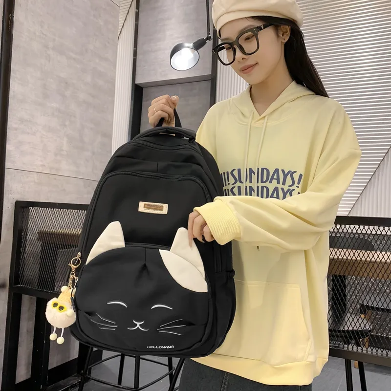 Wolfhorse Nylon Backpack Regular Unisex Black/Blue/Pink/White-5