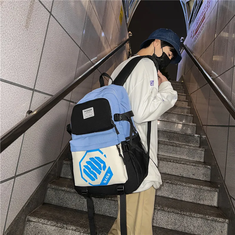 Wolfhorse Nylon Backpack Unisex Black/Black With White/Black With Blue/Black With Green-15