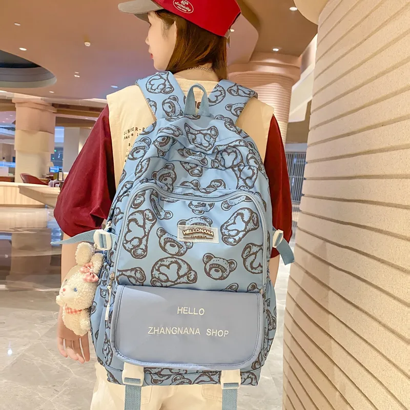 Wolfhorse Nylon Backpack Regular Unisex Black Ecru/Blue/Coffee/White & Black-16