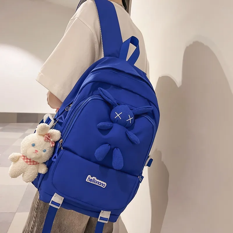 Wolfhorse Nylon Backpack Regular Unisex Black/White/Blue/Pink-18