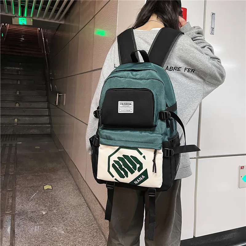 Wolfhorse Nylon Backpack Unisex Black/Black With White/Black With Blue/Black With Green-24