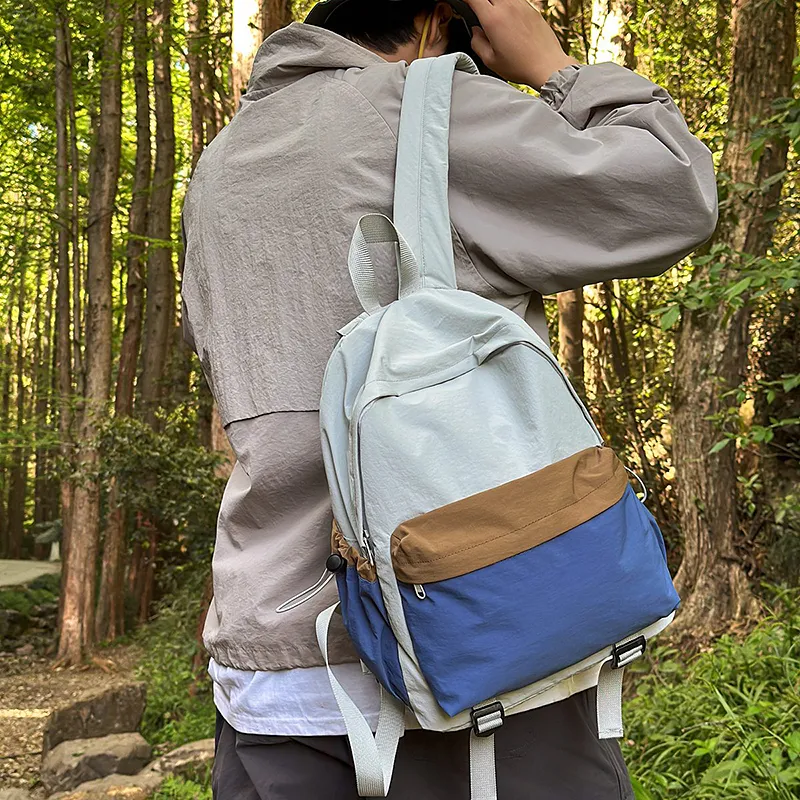 Wolfhorse Nylon Backpack Unisex Khaki & Black/Gray & Brown/White & Purple/White & Green/Blue-29