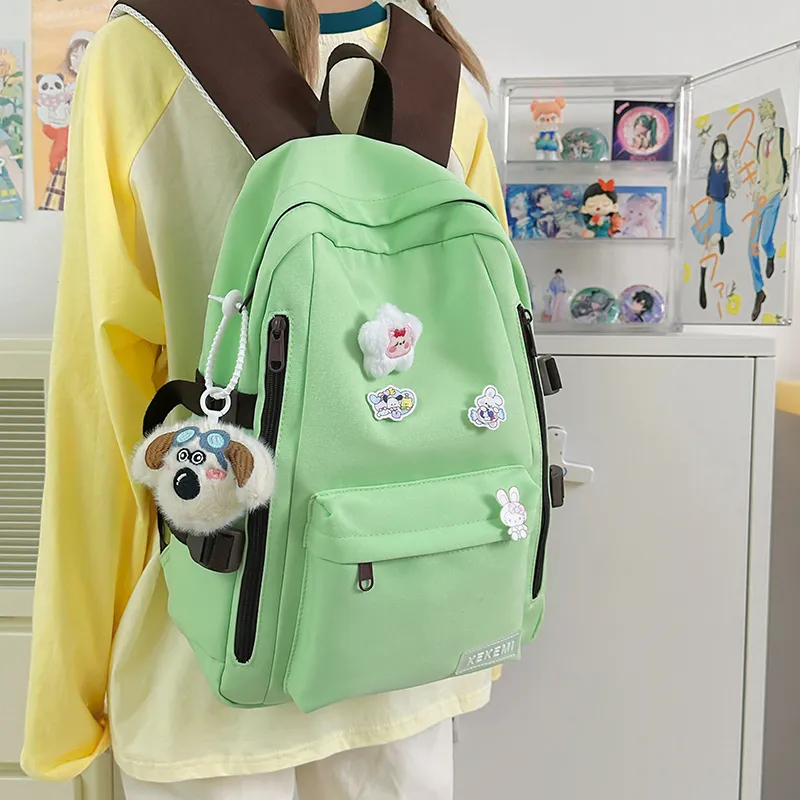 Wolfhorse Nylon Backpack Unisex Yellow/Blue/Green/White/Black-32