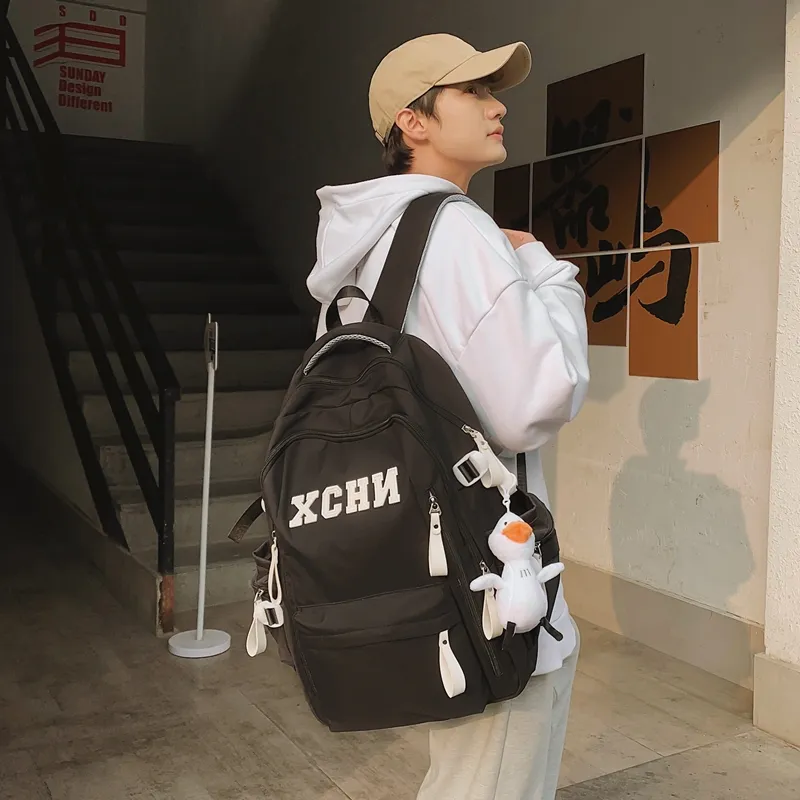 Tibai Nylon Backpack Unisex Printed Bear/Black/White Blue/White Red-11