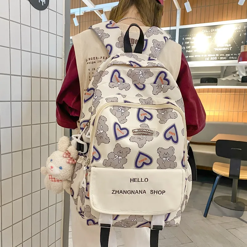 Wolfhorse Nylon Backpack Regular Unisex Black Ecru/Blue/Coffee/White & Black-10