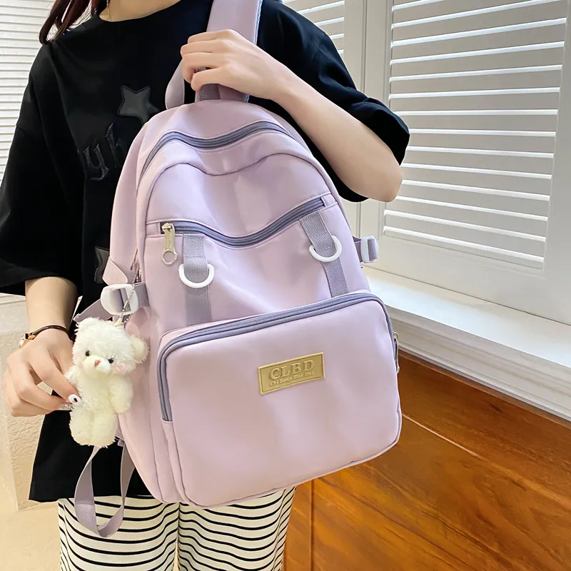 Wolfhorse Nylon Backpack Unisex Pink/Black/Purple/Blue-19