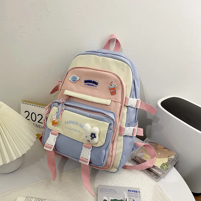 Wolfhorse Nylon Backpack Regular Unisex Black/Purple/Pink/Blue-22