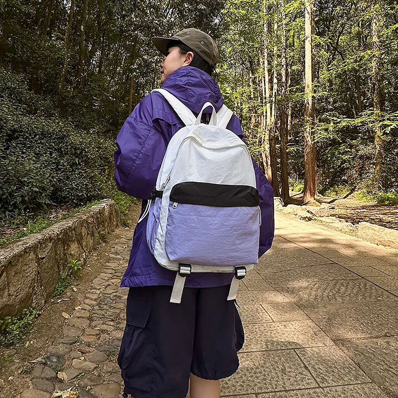 Wolfhorse Nylon Backpack Unisex Khaki & Black/Gray & Brown/White & Purple/White & Green/Blue-18