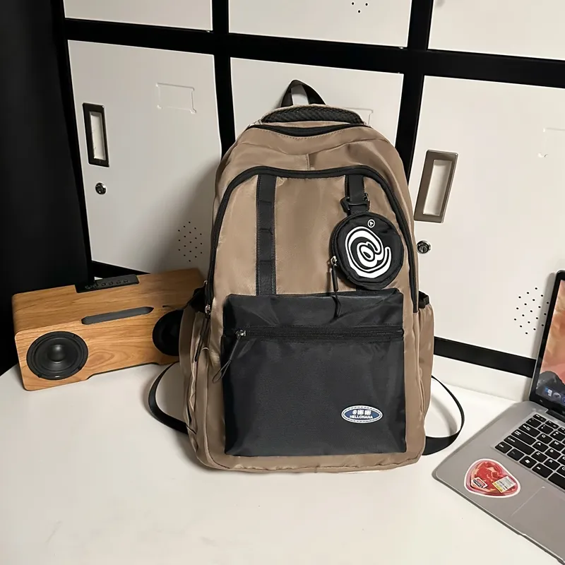 Wolfhorse Nylon Backpack Unisex Black/grey/white/deep Khaki/pink/blue-19