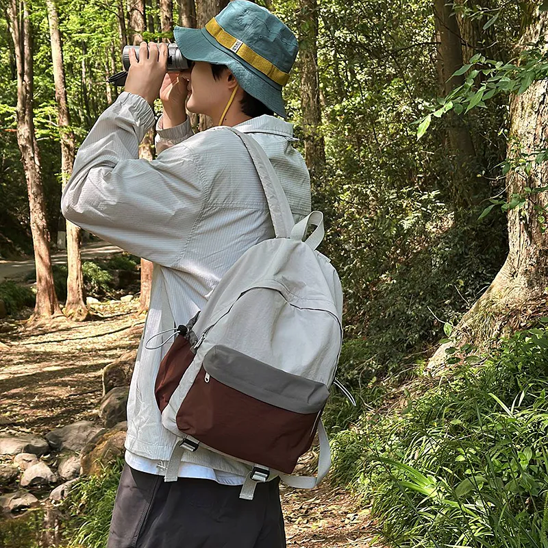 Wolfhorse Nylon Backpack Unisex Khaki & Black/Gray & Brown/White & Purple/White & Green/Blue-11