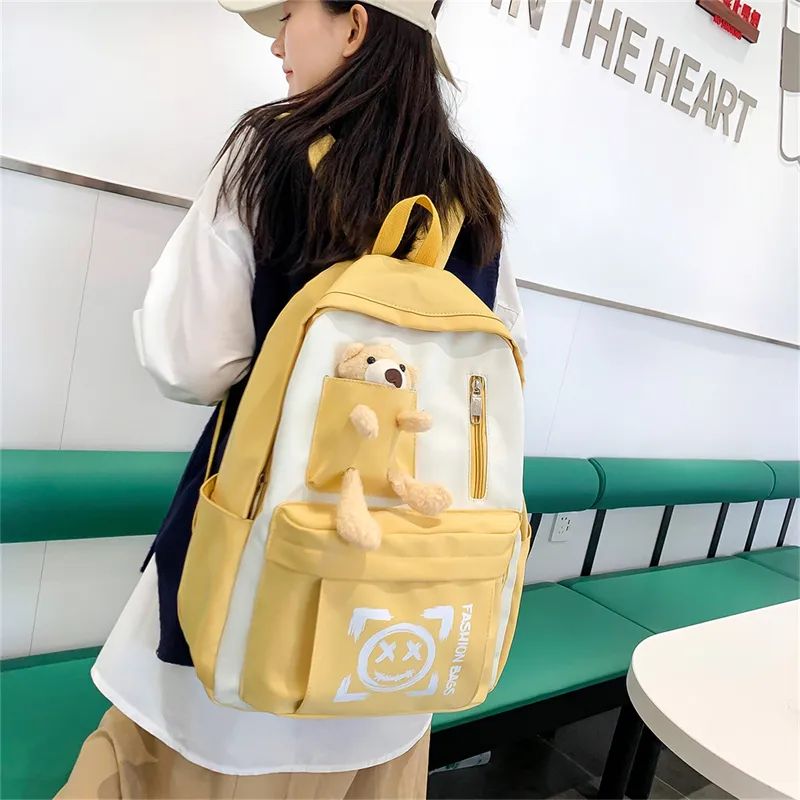 Wolfhorse Nylon Backpack Unisex Purple/Black/Cyan/Pink/Yellow-28