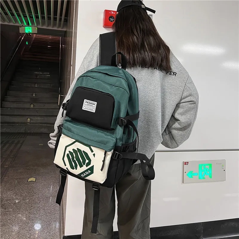 Wolfhorse Nylon Backpack Unisex Black/Black With White/Black With Blue/Black With Green-22
