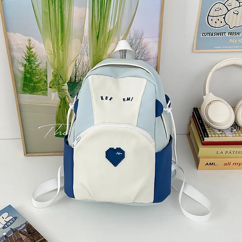 Wolfhorse Nylon Backpack Unisex Pink/Blue/Khaki-3