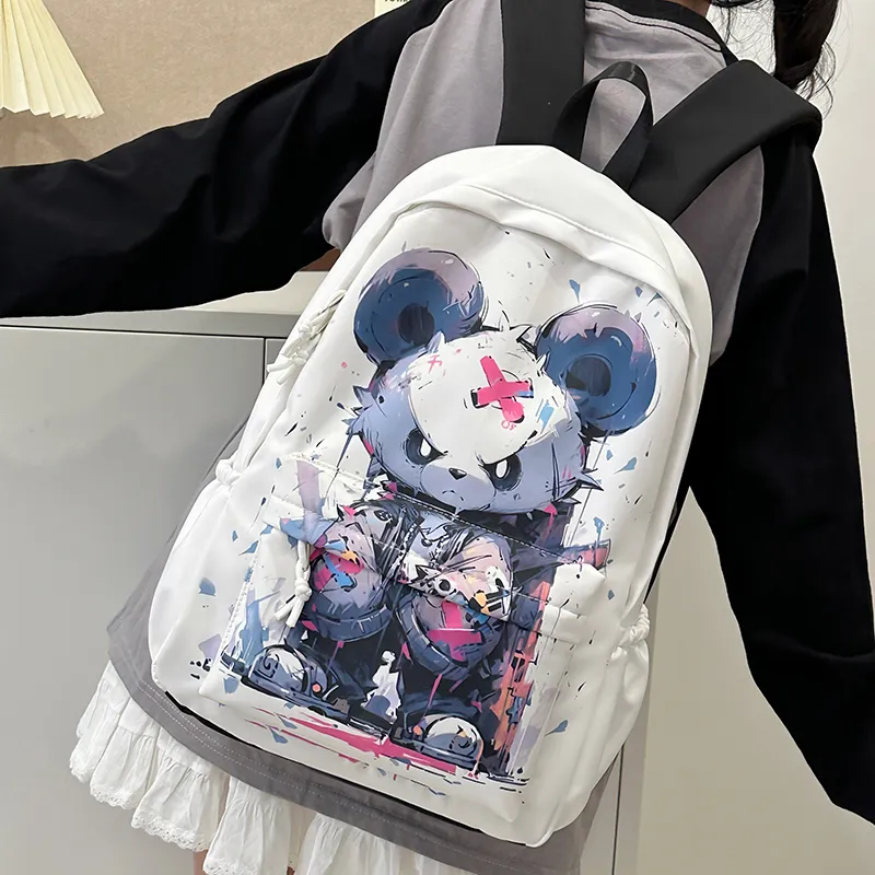 Wolfhorse Nylon Backpack Unisex Black Bear/White Bear-11