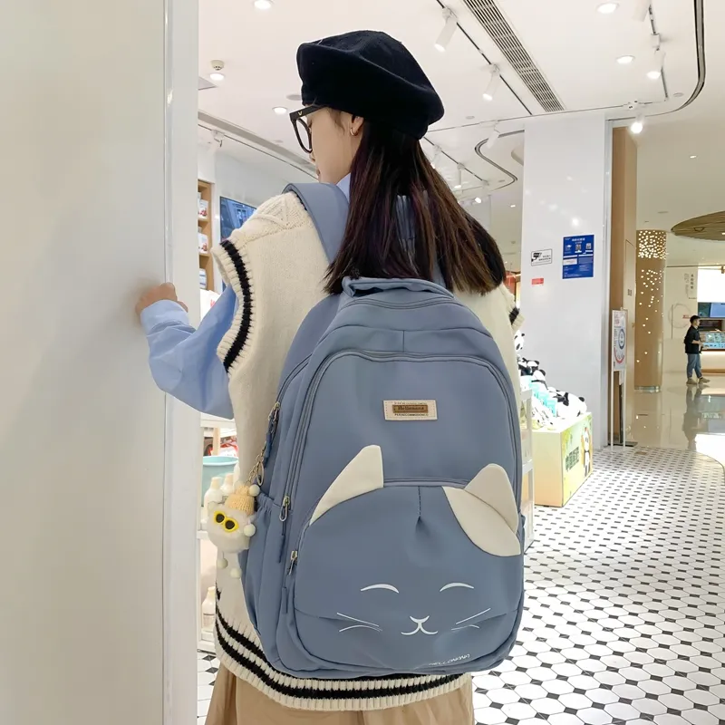 Wolfhorse Nylon Backpack Regular Unisex Black/Blue/Pink/White-13