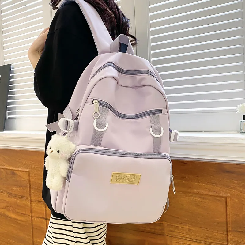Wolfhorse Nylon Backpack Unisex Pink/Black/Purple/Blue-18
