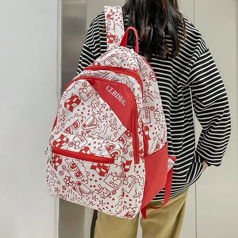 Wolfhorse Nylon Backpack Regular Unisex Blue/Red/Black/Purple/Green-11