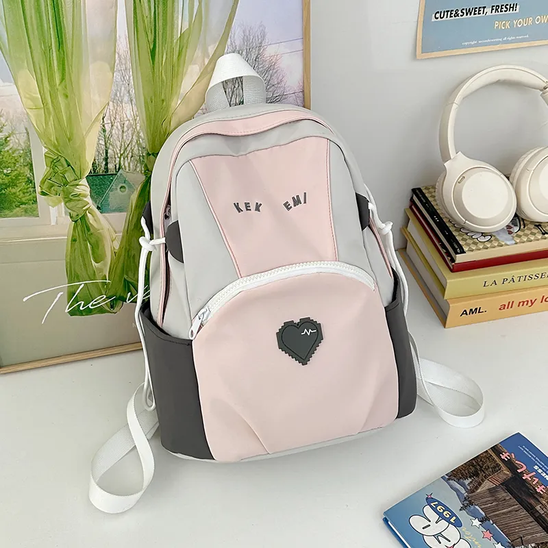 Wolfhorse Nylon Backpack Unisex Pink/Blue/Khaki-1