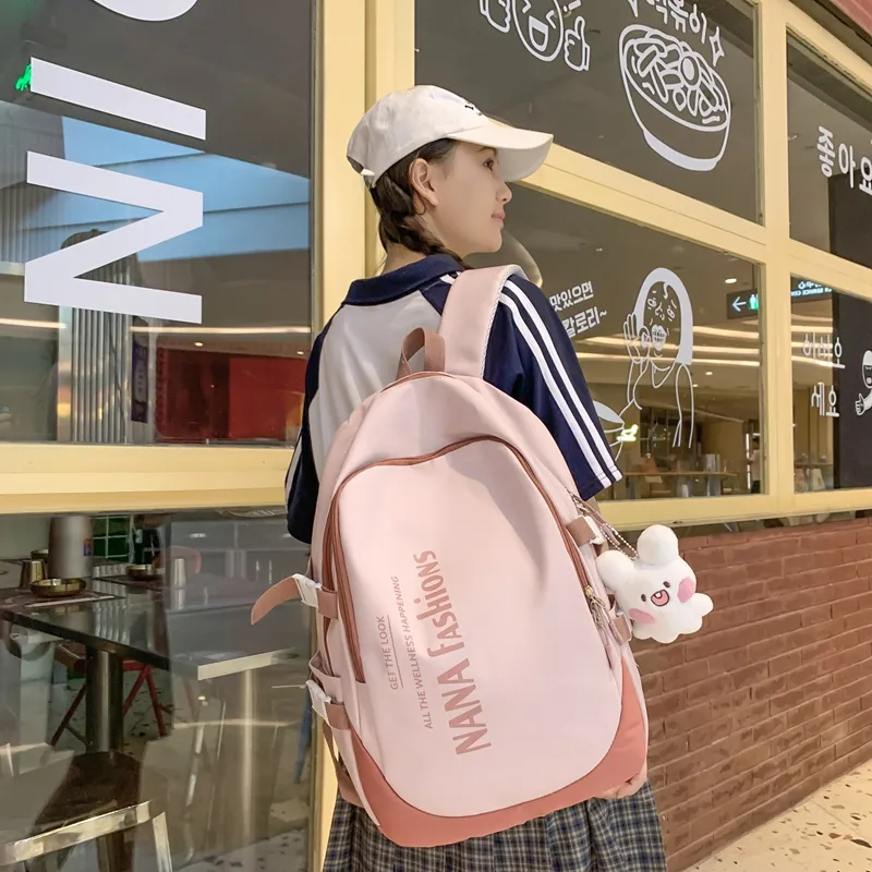 Wolfhorse Nylon Backpack Regular Unisex Black/white Gray/white Red/pink-23