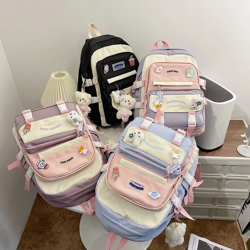 Wolfhorse Nylon Backpack Regular Unisex Black/Purple/Pink/Blue-23
