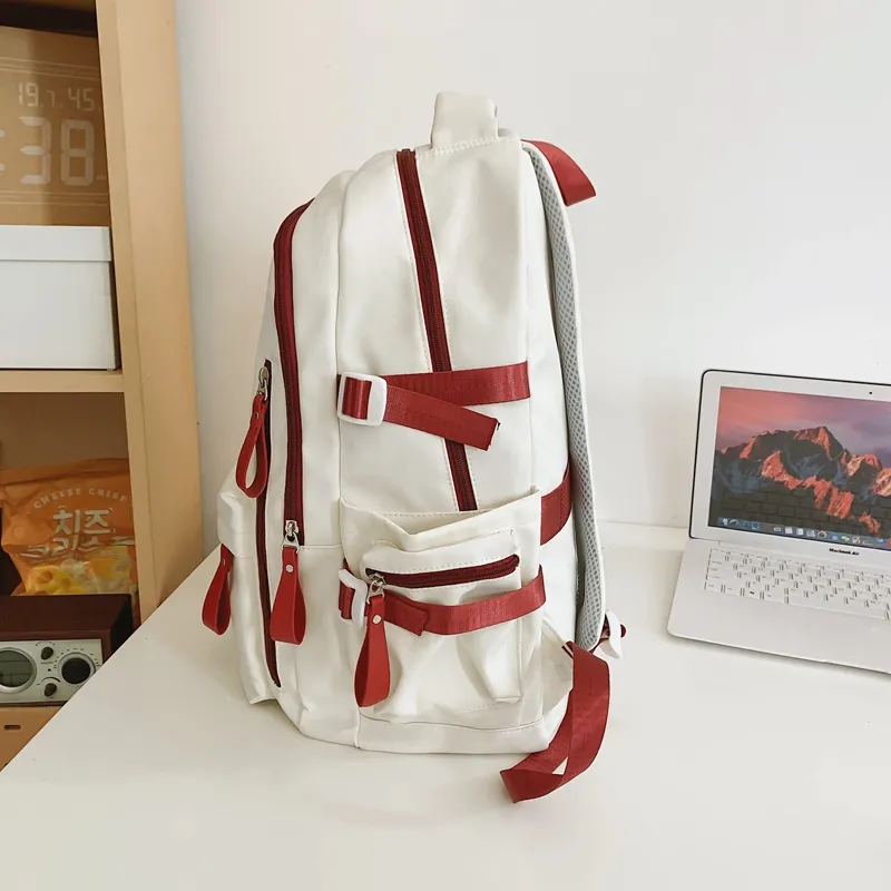 Tibai Nylon Backpack Unisex Printed Bear/Black/White Blue/White Red-20