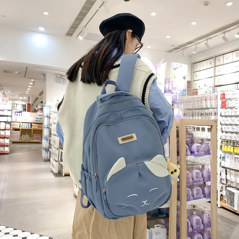 Wolfhorse Nylon Backpack Regular Unisex Black/Blue/Pink/White-10