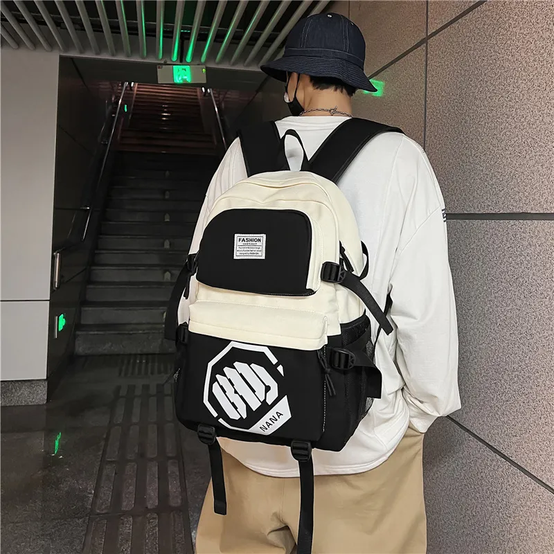 Wolfhorse Nylon Backpack Unisex Black/Black With White/Black With Blue/Black With Green-12